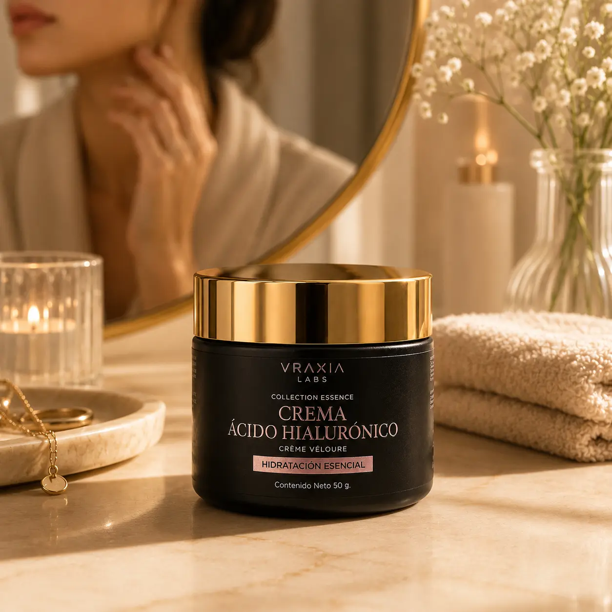 Crema Ácido Hialurónico Crème Véloure integrada en una rutina de cuidado facial