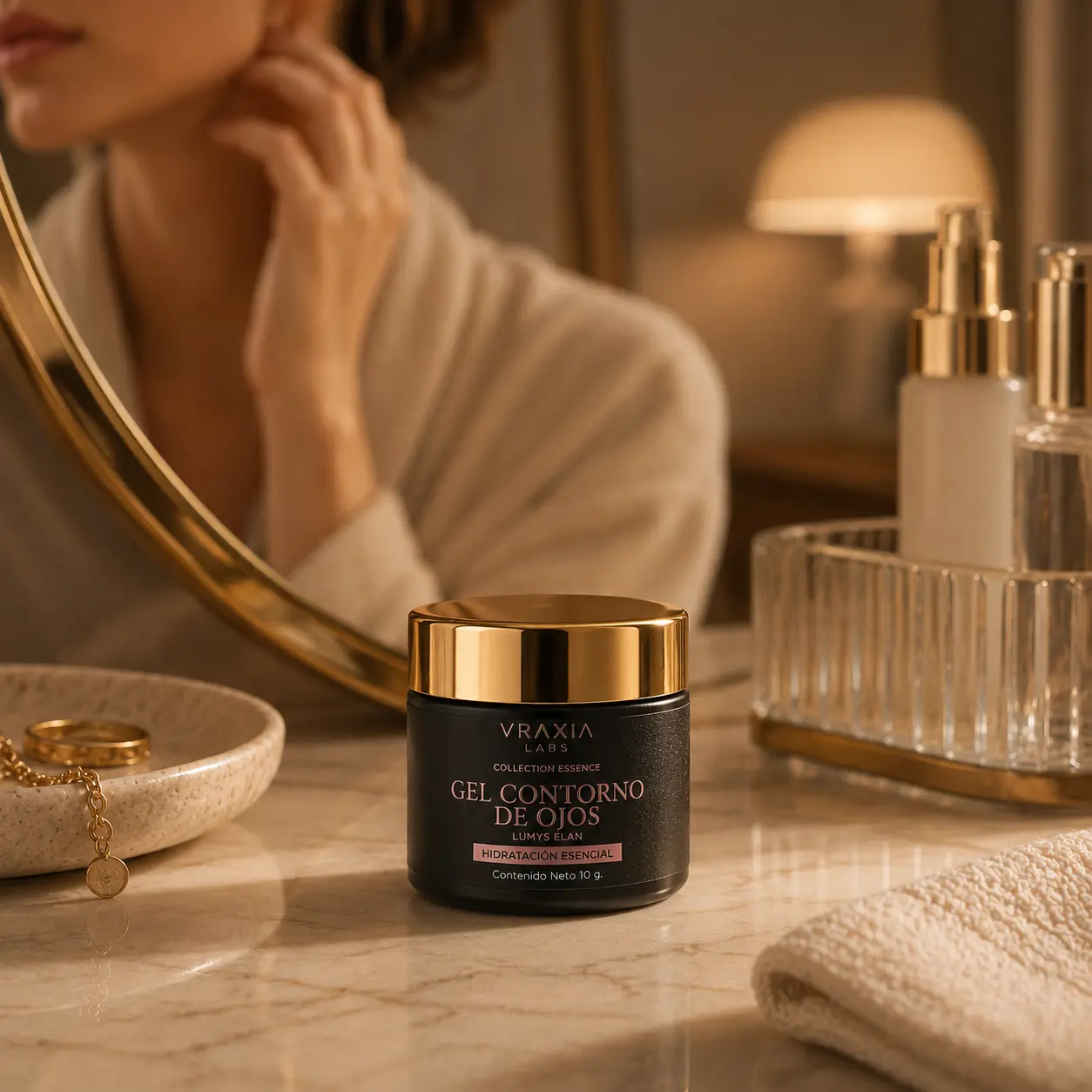 Gel Contorno de Ojos Lumys Élan de VRAXIA LABS en una rutina de cuidado facial