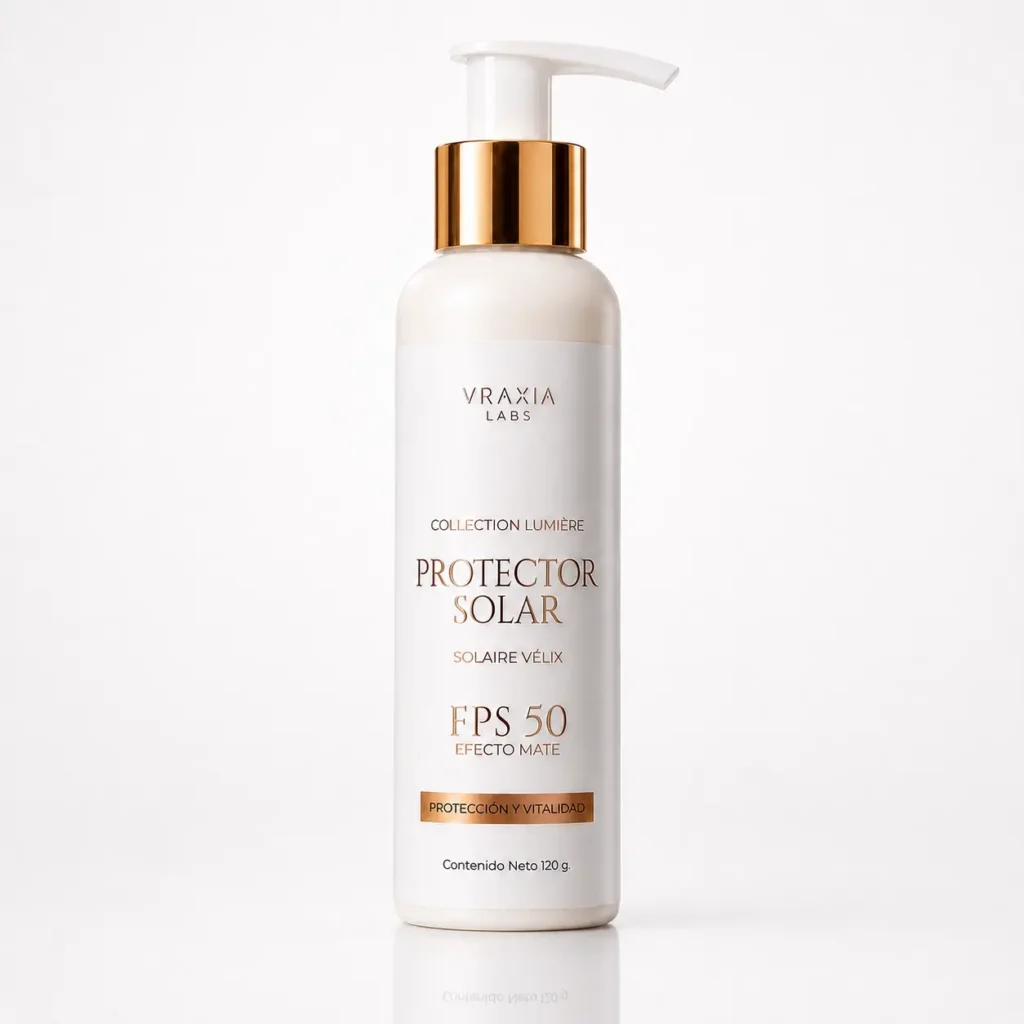 Protector Solar FPS 50 Solaire Vélix de VRAXIA LABS, Collection Lumière