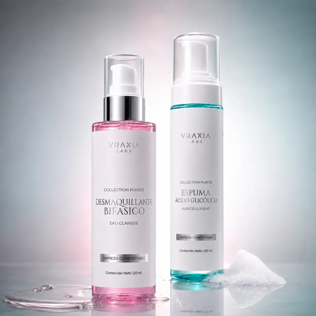 Desmaquillante Bifásico Eau Clarisse y Espuma Pureté Glycent de VRAXIA LABS