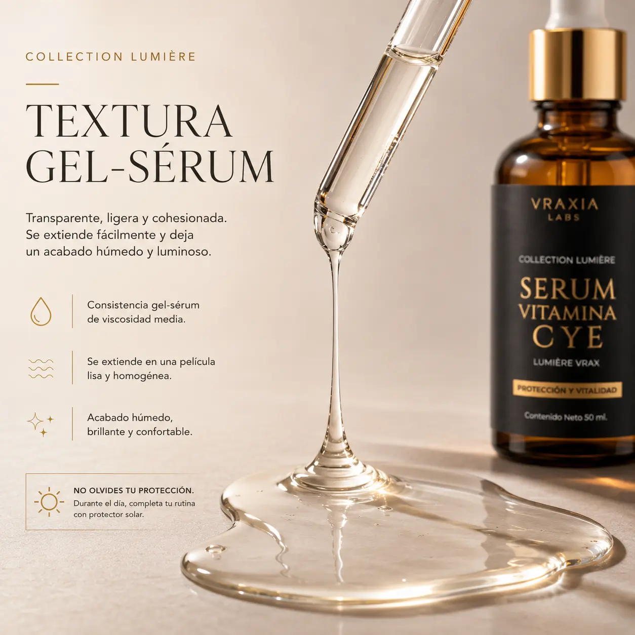 Textura del Sérum Vitamina C y E de VRAXIA LABS